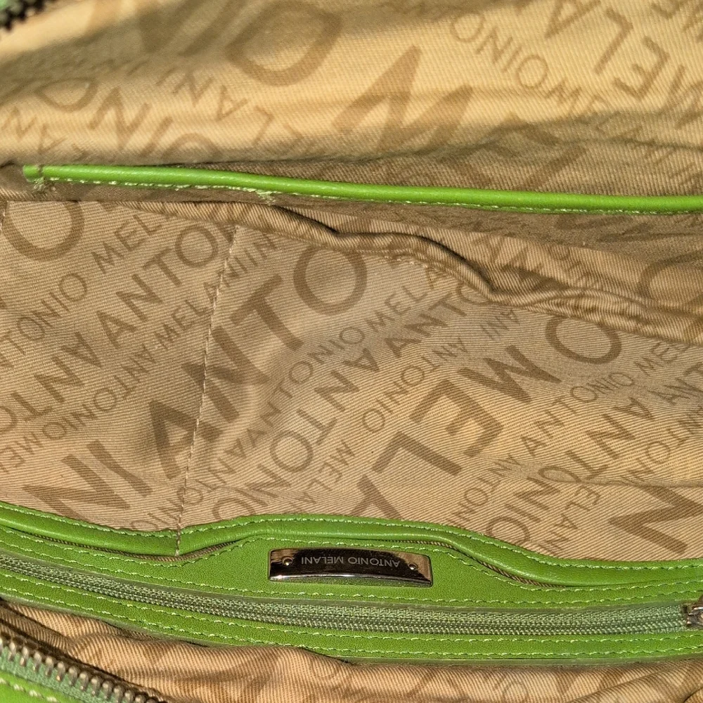 ANTONIO MELANI Green Satchel with Silver Accents